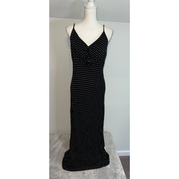 Women’s Black w/ white polka dots maxi Dress XL - Picture 3 of 10